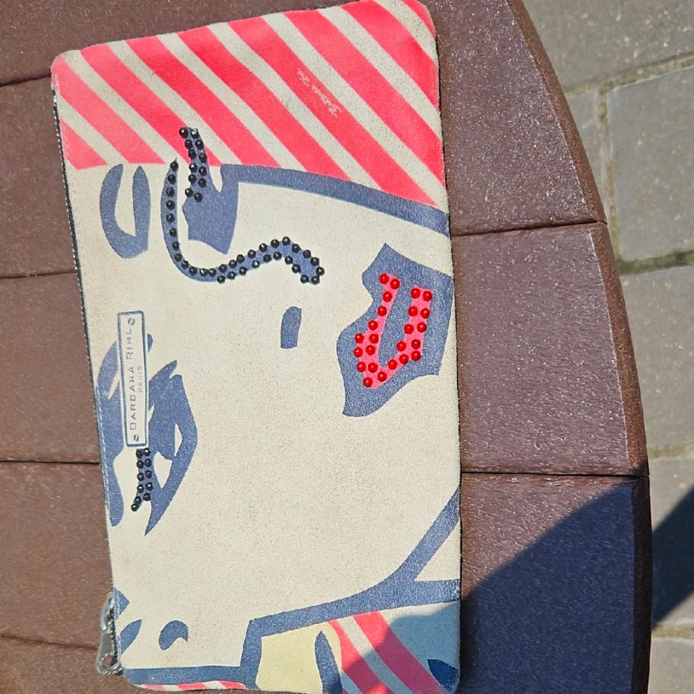Barbara RIHL Graphic Clutch with Red and Black Details